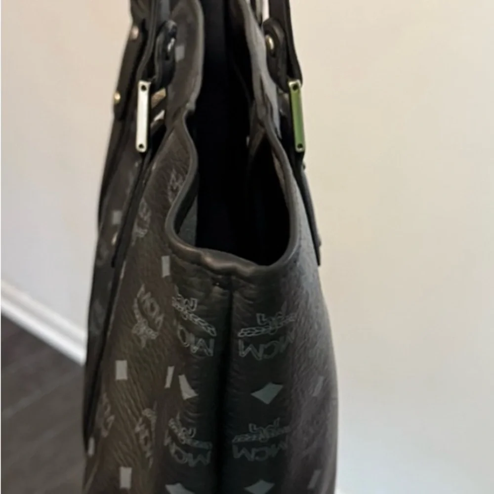 MCM Black and Gray Viestoe Tote Silver Hardware